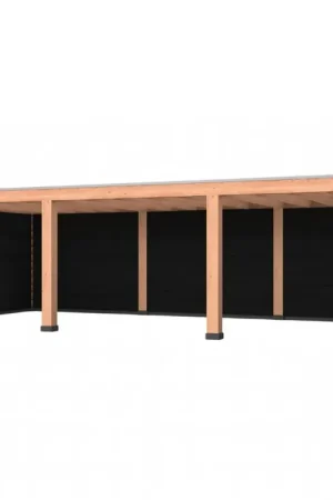 Alleen Vandaag Douglas overkapping, 900 x 400, met achterwand en twee zijwanden, Westwood Robuust zwart